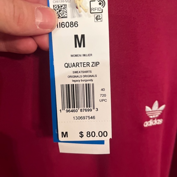 NWT! Adidas Originals Women's Quarter Zip Sweatshirt - Picture 9 of 9